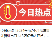 今日热点 | 2024年前7个月福建省外贸进出口1.15万亿元人民币，同比增长4.6%