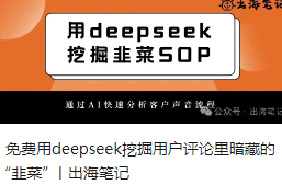 免费用deepseek挖掘用户评论里暗藏的“韭菜” 丨出海笔记