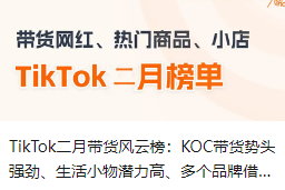 TikTok二月带货风云榜：KOC带货势头强劲、生活小物潜力高、多个品牌借势节日营销