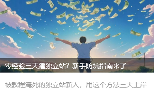 零经验三天建独立站？新手启动指南来了