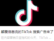 颠覆信息流的TikTok 搜索广告来了