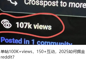 单帖100K+views，150+互动，2025如何掘金reddit？