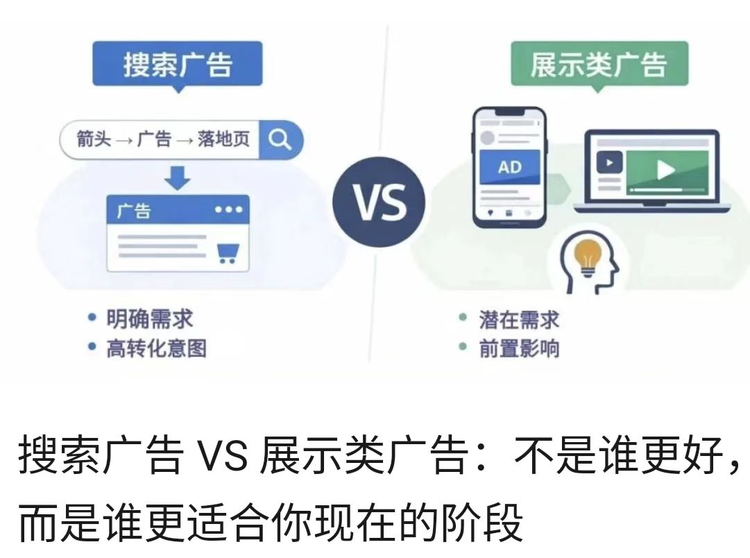搜索广告 VS 展示类广告：不是谁更好，而是谁更适合你现在的阶段