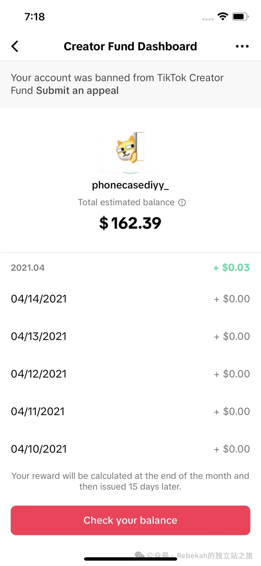 终于把Tiktok Creator Fund的钱取出来了