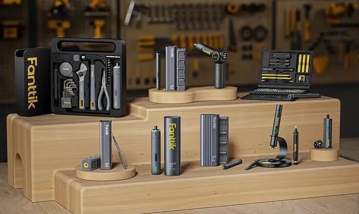 This may contain: there are many tools on the wooden shelf in front of each other, including screwdrivers and pliers
